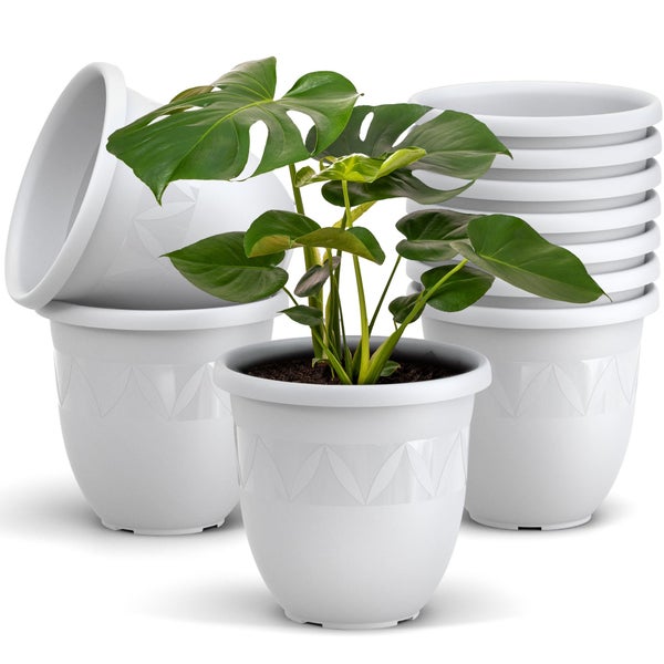 Plastard Übertopf 10er-Set Ø 21 x 18 cm – Weiß | Stilvolle Pflanzgefäße für Haus und Garten