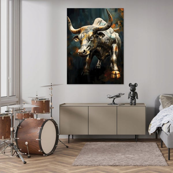 Leinwandbild Abstrakt Motivation Stier Modern Bilder Wohnzimmer 100X70 cm