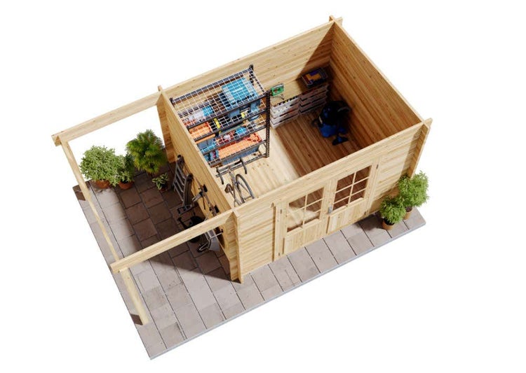 Alpholz Gartenhaus Maria mit Schleppdach aus Holz Gerätehaus mit 28 mm Wandstärke Pultdach