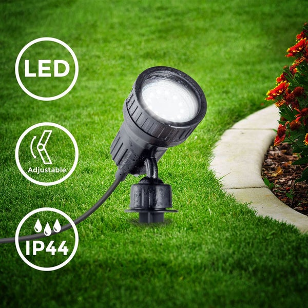 Gartenstrahler - 2,9W, 260lm, LED, mit Stecker, Farbfilter, warmweiß, schwarz