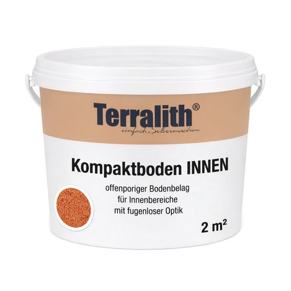 Terralith Kompaktboden Innen, Eimer mit offenporigem Bodenbelag für Innenbereiche mit fugenloser Optik, ausreichend für 2 Quadratmeter.