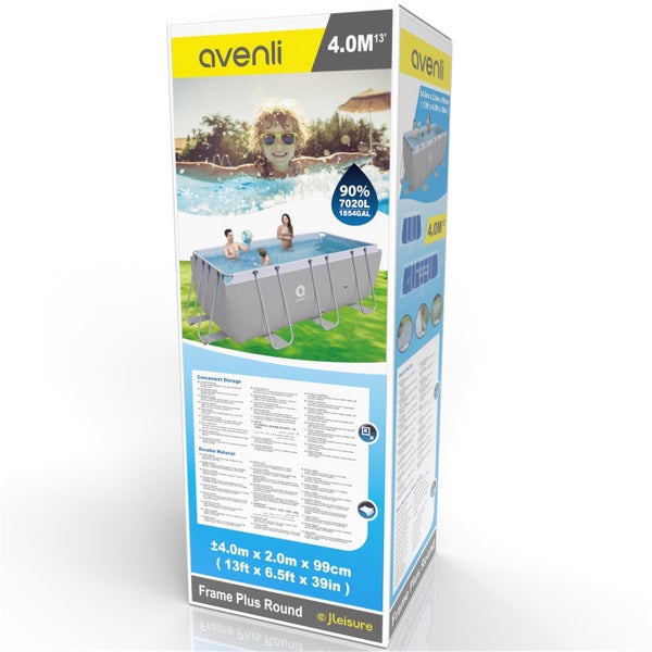 Avenli Aufstellpool Framepool rechteckig 400x200x99 cm Ersatzpool inkl. Stopfen und Gartenschlauchadapter grau