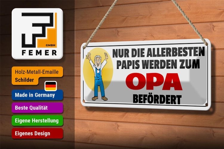 Blechschild Spruch 27x10cm beste Papis zum Opa befördert Dekoration