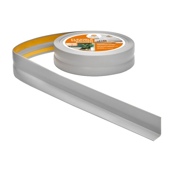 Quest Weichsockelleiste Selbstklebend 32 x 23 mm, PVC Sockelleiste, Flexibel, Grau, 10 Meter