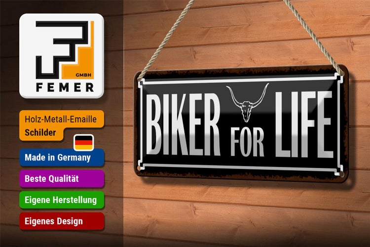 Blechschild Spruch 27x10cm Biker for life Dekoration