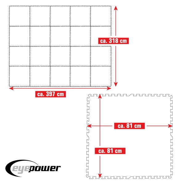 eyepower 12,6 m² Poolunterlage - 20 EVA Matten 81x81 - Outdoor Pool Unterlage - Unterlegmatten Set