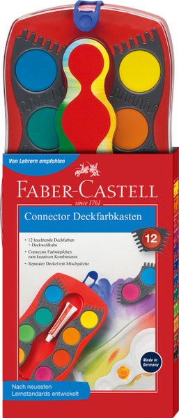 Faber-Castell Farbkasten Connector 12 Farben mit Deckweiß