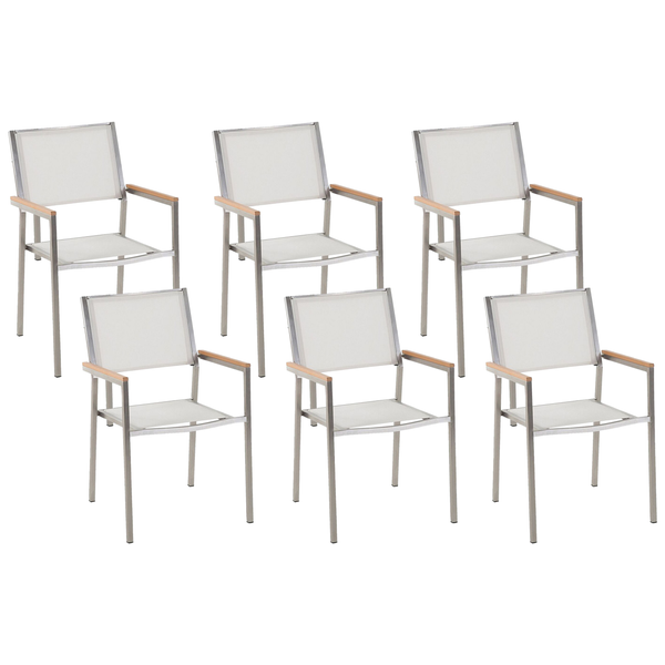 Gartenstuhl 6er Set GROSSETO Edelstahl Weiß