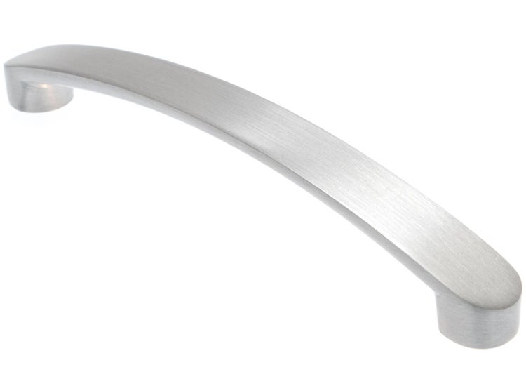Gebogener Möbelgriff aus Metall in gebürsteter Optik für Schränke und Schubladen