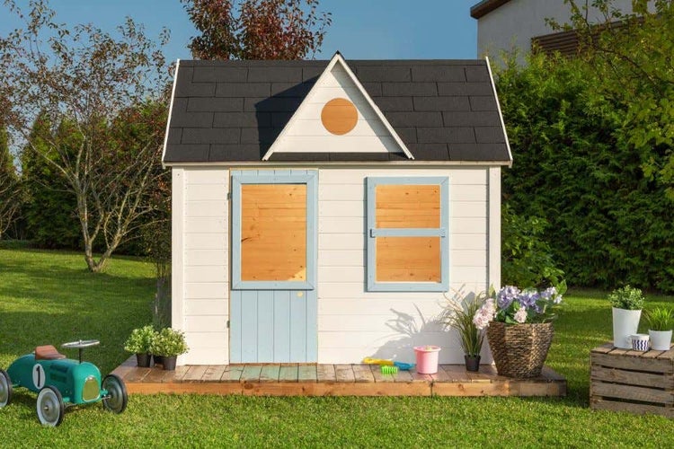 Polhus Alpholz Spielhaus Ebba Kinderspielhaus aus Holz, Kinderhaus Holzhaus Kinder, Naturbelassen 1,8x1,2m