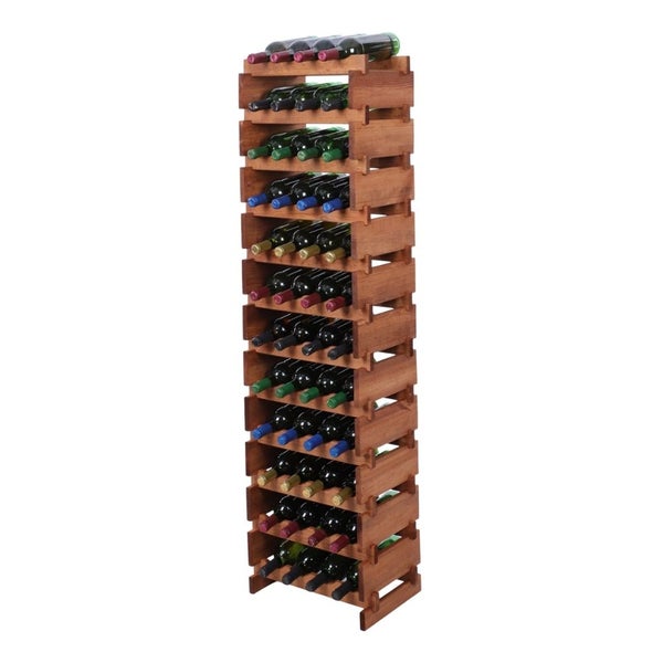 Weinregal VINOTECA FLEX PRO HxBxT 163x46x28cm 48 Flaschen auf 12 Ebenen Massives Kiefernholz Braun geölt