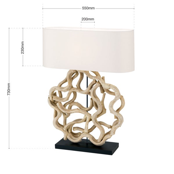 Dekorative Tischleuchte mit Lampenschirm und dekorativem Holzfuß