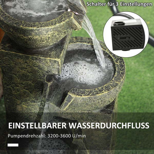 Mehrstufiger Zimmerbrunnen mit einstellbarem Wasserdurchfluss und Pumpe