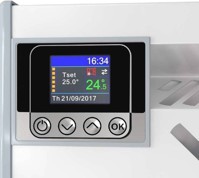 Konvektor Eldom Extra Life 43x71 cm 1000 W Metall weiß inkl. digitalem Thermostat, Frostschutz, Kindersicherung, energiesparend, IP24