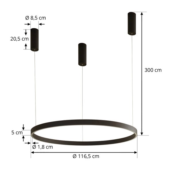 Arcchio LED Answin (Modern) in Schwarz aus Metall (1 flammig, ) Wohnzimmerleuchte