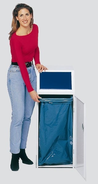 PROREGAL Robuster Wertstoffsammler Mit Fronttür Klemmring HxBxT 105 x 40 x 40,5 cm Verzinkter Stahl Blau