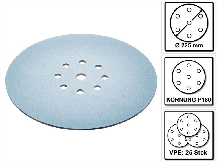 Festool Schleifscheiben STF 225 mm P180 GR S/25 Granat Soft 25 Stück ( 204225 )