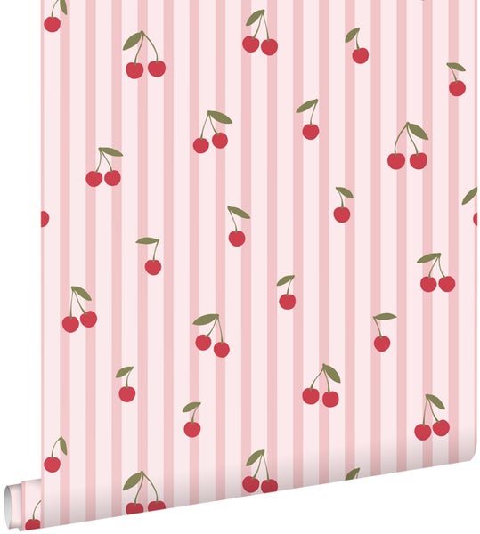 ESTAhome Tapete Kirschen Rosa - 50 x 900 cm - 131653