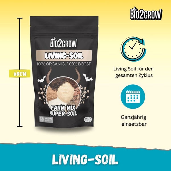 Bio2Grow Living Soil 40 Liter – 100% Bio & Nachhaltige Erde – Torffrei, mit Mykorrhiza-Pilzen & aktiven Mikroorganismen – Perfekt für Indoor & Outdoor – Maximale Erträge, Terpene & gesunde Blüten