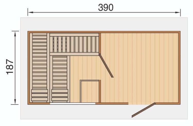 FinnTherm Saunahaus Lycka Gartensauna mit 38 mm Wandstärke Sauna Außensauna Flachdach