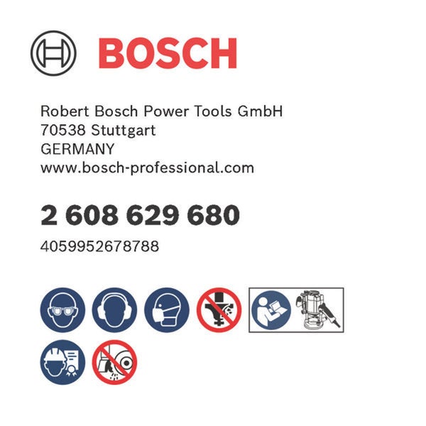 Bosch Logo; Informationen zu Robert Bosch Power Tools GmbH; Artikelnummer; Sicherheitsvorkehrungen