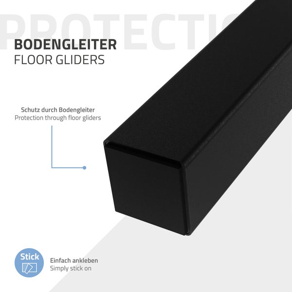 ML-Design 4er Set Tischbeine schräg 72 cm, Schwarz glänzend, aus pulverbeschichtetem Stahl, eckig, Profil 4x4 cm, I-Form, Möbelfüße Metall 96° Neigung, Tischfüße Möbelbeine für Esstisch & Schreibtisch