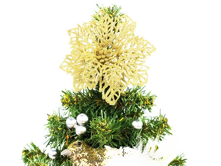 Geschmückter künstlicher Weihnachtsbaum mit 14 Ornamenten TINY 4 im Topf 25 cm