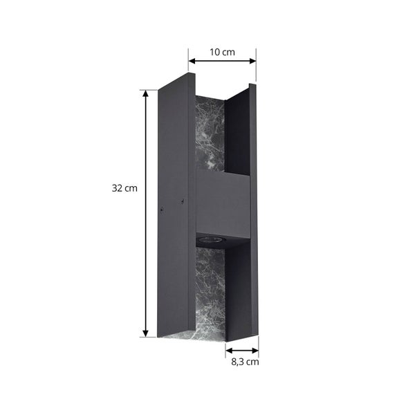Lucande LED Wandleuchte außen Lavrin (spritzwassergeschützt (Modern) in Schwarz aus Aluminium (2 flammig, ) - Außenwandleuchten Wandlampe Led Außenlampe Outdoor für