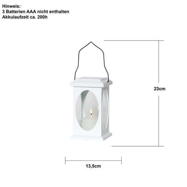 Dekorative Laterne mit LED Kerze, Batteriebetrieb, Höhe 23 cm