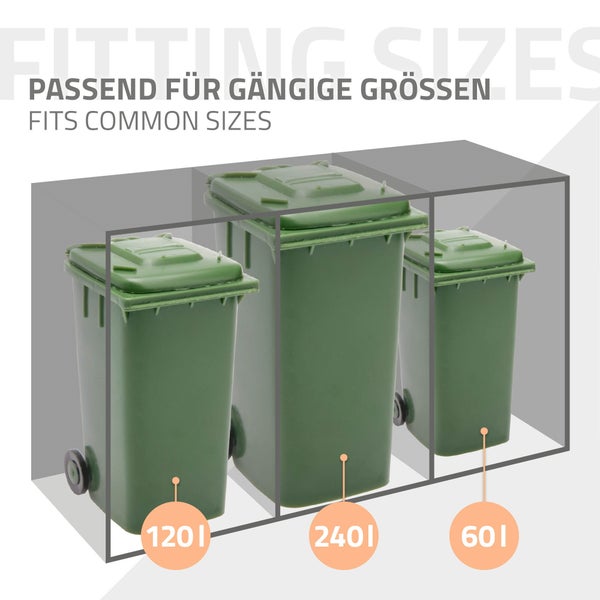 ML-Design Mülltonnenbox 2er mit Pflanzdach für 2 Tonnen, 240L 132x80x124 cm, Rost-Optik, Stahl, wetterfest, Abschließbare Mülltonnenverkleidung mit Tür, Müllbox Mülltonnecontainer Mülltonnenabdeckung