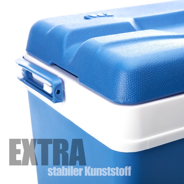 BigDean Kühlbox 24 Liter blau/weiß - Isolierbox mit bis zu 11 Std. Kühlung - Thermobox aus Kunststoff - Outdoor Kühltasche für Camping, Grillen, Picknick & Garten