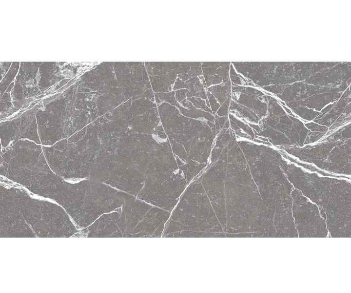 Feinsteinzeug Wand- und Bodenfliese Premium Marble Statuario Grau 30 x 60 x 0,9 cm glasiert poliert rektifiziert