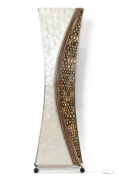 FRANK FLECHTWAREN | Stehlampe Bali, BAMBUS, MUSCHELN, ca. 29 x 15 x 99 cm, Zuleitung 170 cm inkl. An-/Aus-Schalter, geeignet für Leuchtmittel der Energiek
