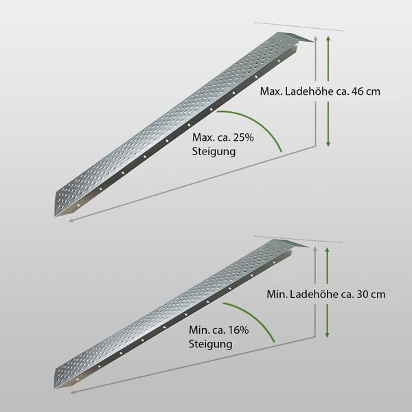 TRUTZHOLM 2 x Auffahrrampe 180 cm Tragkraft 400 kg Stahl grau profiliert Verladerampe Rampe