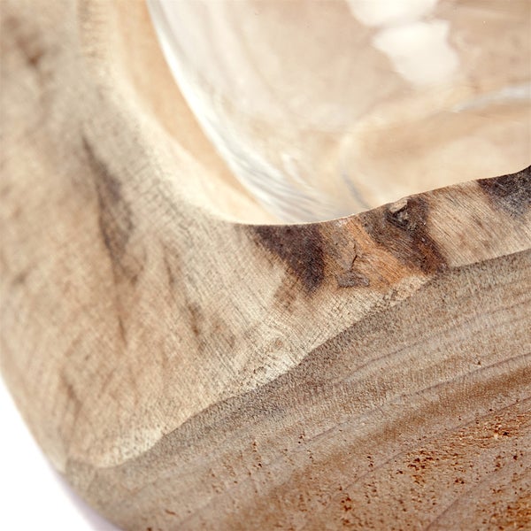 Windlicht  Nuria 18x11x15 cm, Wurzelholz, mit Glaseinsatz naturfarben