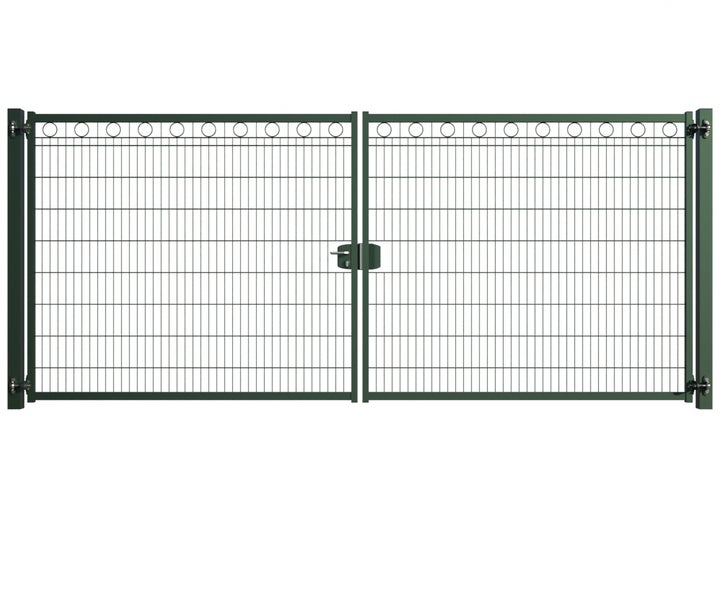 Doppeltor aus Metall mit Maschendrahtfüllung für den Garten