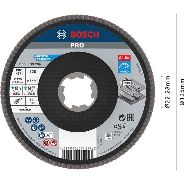 Bosch PRO X571 X-Lock Fächerschleifscheibe 125 mm G120 - 2608619204