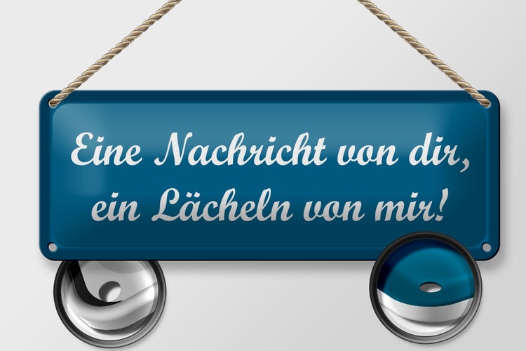 Blechschild Spruch 27x10cm Nachricht von dir ein lächeln von mir
