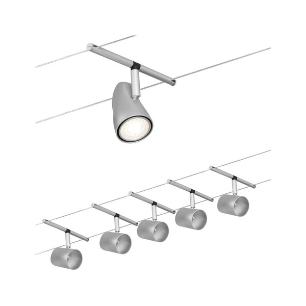 CorDuo Seilsystem Cup Basisset GU5,3 max. 5x10W 230/12V Chrom matt, Chrom