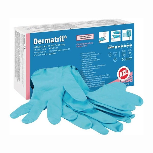 Honeywell 100x Einweghandschuhe Dermatril 740 blau Gr. 7 - 740/7
