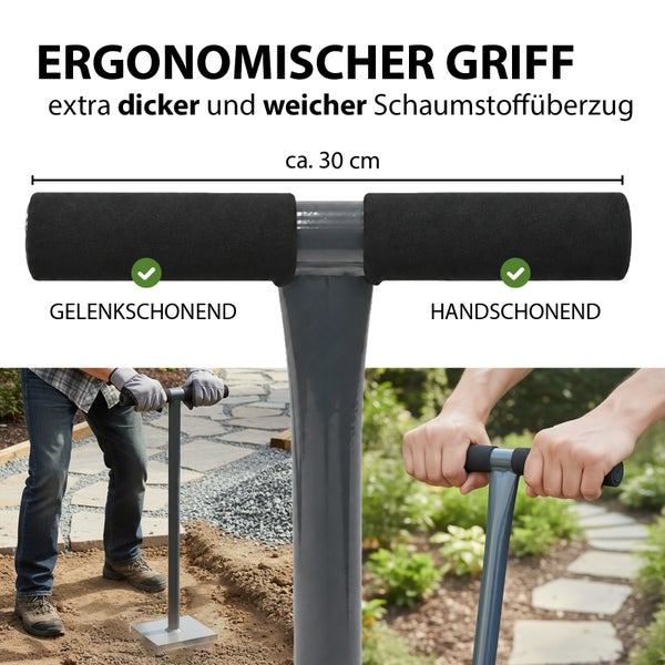 Erdlochbohrer aus massivem Stahl mit extra dicker Bodenplatte, pulverbeschichtet, rostfrei und langlebig, 3 cm dick, Produktgewicht 11,5 kg