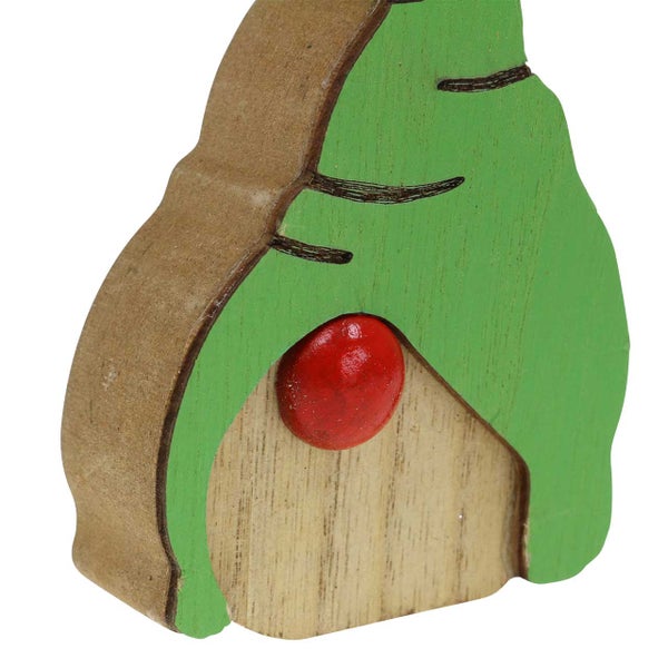Dekorative Holzfigur mit roter Nase