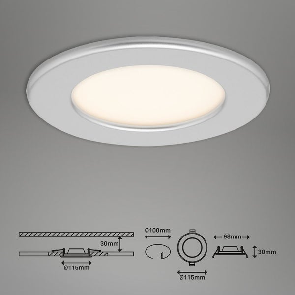 LED Einbauleuchte Ultraflach 3er Set chrom-matt 6W IP44 Ø11,5cm Briloner
