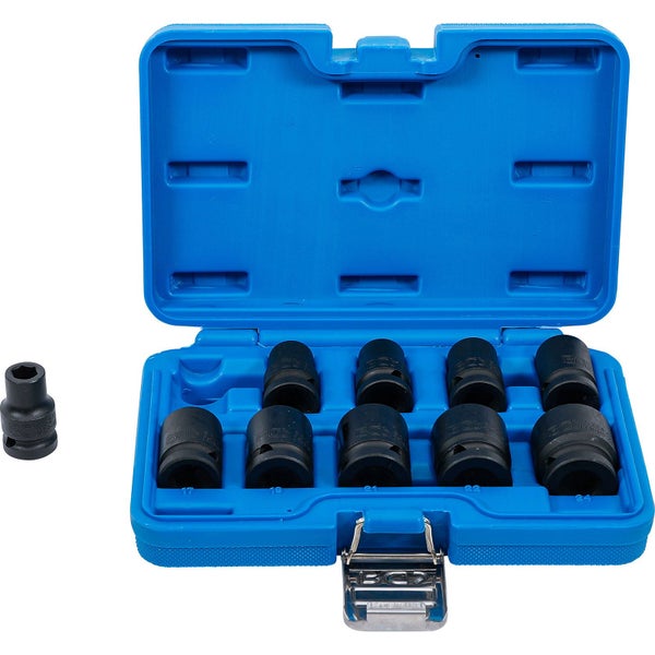 BGS Kraft-Steckschlüssel-Einsatz-Satz Sechskant Antrieb Innenvierkant 12,5 mm (1/2) SW 10 - 24 mm 10tlg. - 5205