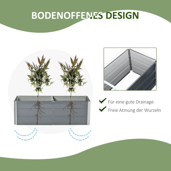 Outsunny Hochbeet, 125L x 47B x 40H cm, Stahl, grau