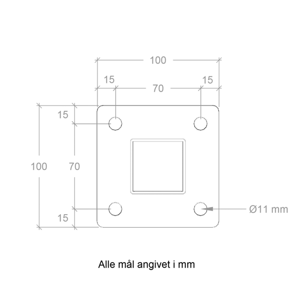 Stahlpfosten feuerverzinkt 45x45mmx95cm - Pfostenfuß 10x10cm