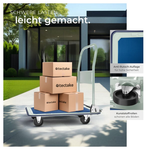 Sackkarre mit Transportkartons und Antirutschmatte für hohe Sicherheit