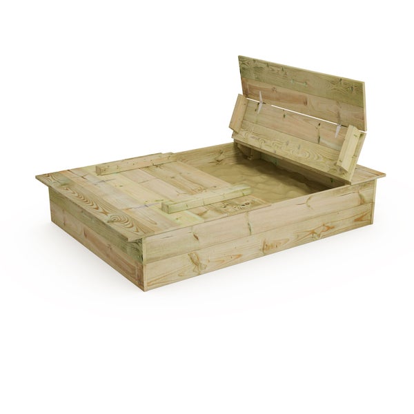 WICKEY Sandkasten Flippey 110x165cm Garten Kinder Sandkiste Spielplatz mit Sitzbank und Klappdeckel