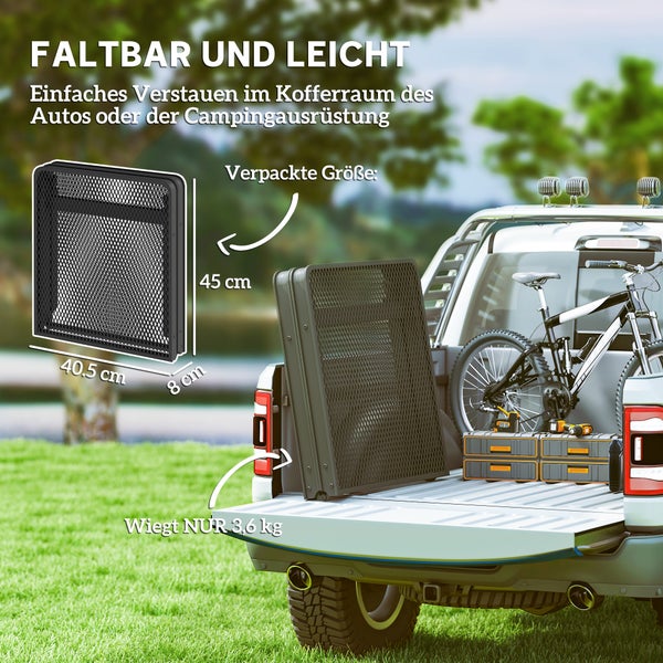 Outsunny Campingtisch höhenverstellbar Klapptisch mit Metallgitter Klappbar Gartentisch aus Aluminium leicht Multifunktionstisch Beistelltisch für Garten Balkon Camping 90 x 40,5cm Schwarz