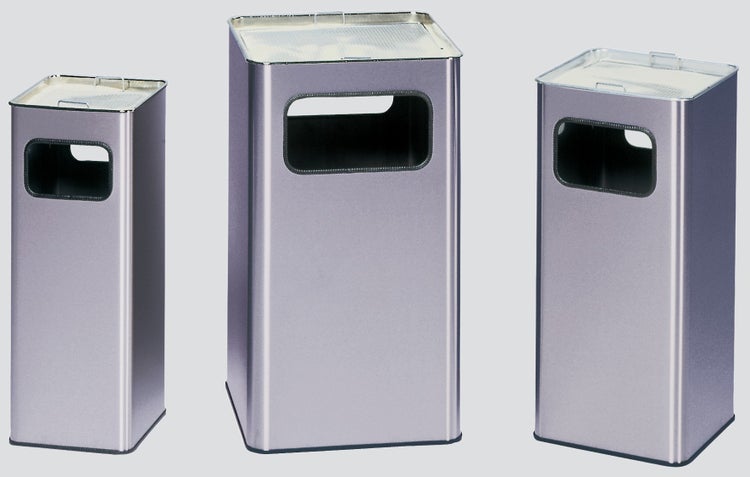PROREGAL Kombiascher Mit abgeRundeten Ecken 2 Fach Einwurf 96 Liter HxBxT 75,5 x 43 x 43 cm Edelstahl